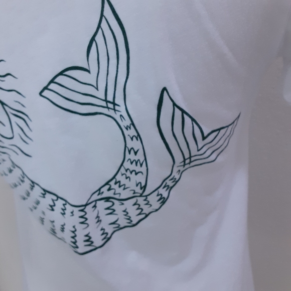 CANVAS, Cotton Rayon Blend, Plain Front, STARBUCKS on sleeve, Twin Tail Siren T - Picture 6 of 8